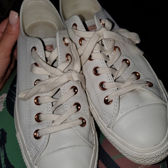 leather converse rose gold eyelets